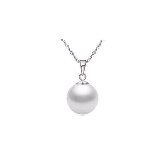 18k White gold 4 Ct Round White Pearl Necklace 18 Inch Plated by Paris Jewelry