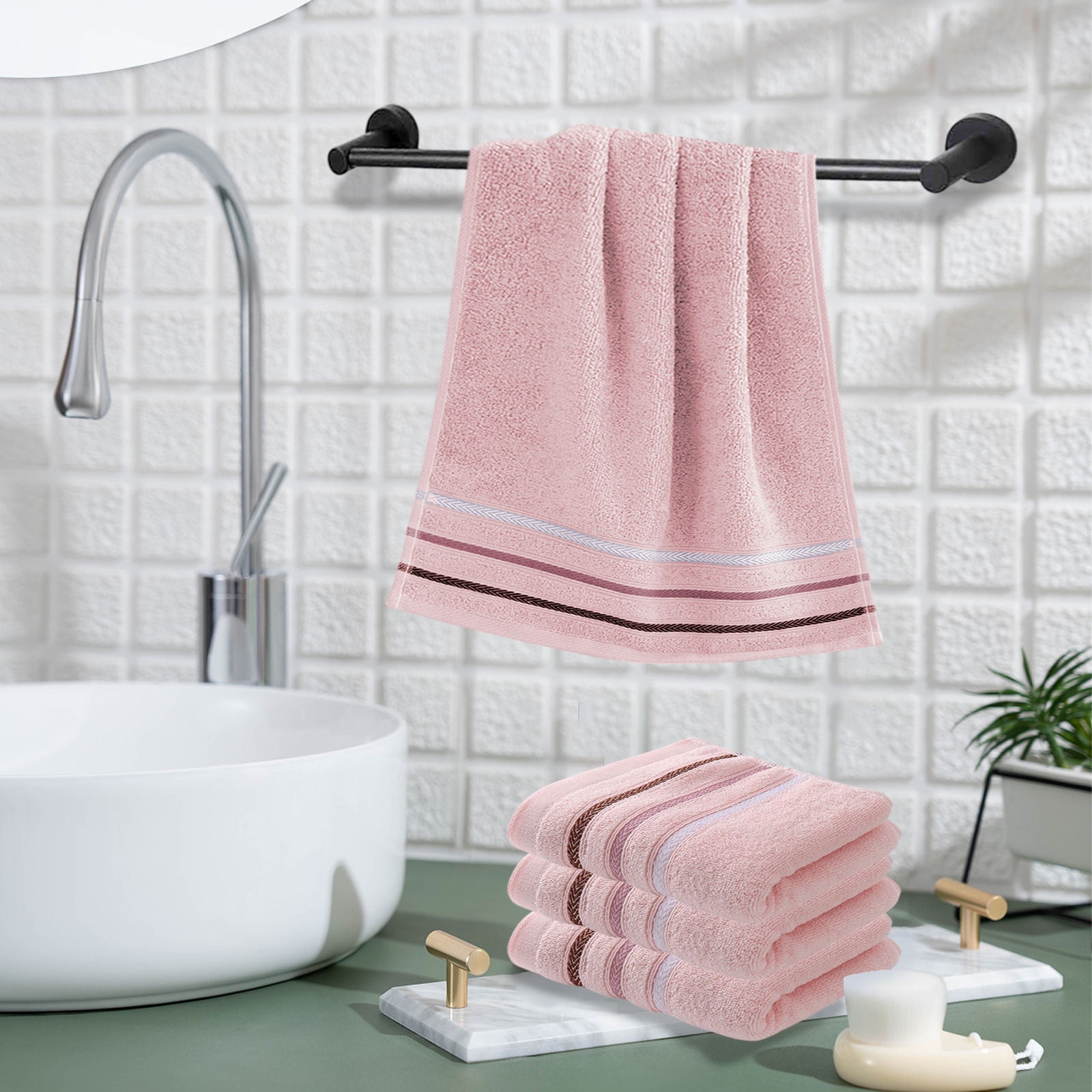 Hiroekza 12-Pack 100% Cotton Hand Towels Set for Bathroom Bath Sheets - Soft, Skin-frindly, Absorbent Towels for Bathroom, Gym, Spa, Hair Care, Facial Towels for Estheticians, Massage Towels Pink