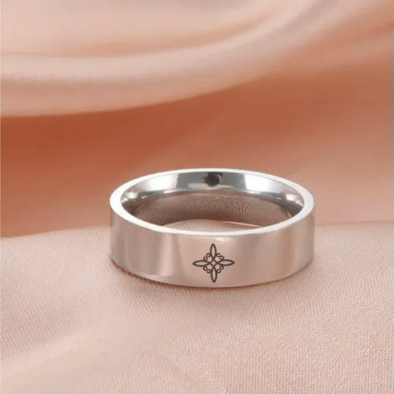 EOEMY Witch Knot Engraved Rings Stainless Steel Witchcraft Amulet Ring Jewelry