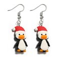 thumbnail image 3 of Pendientes colgantes de arcilla polimérica de aleación con dibujos animados para mujer (pingüino largo), 3 of 8