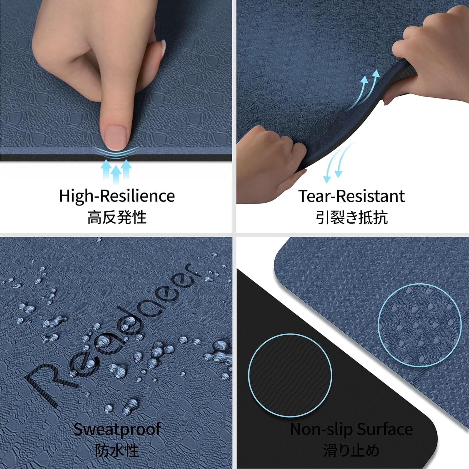 Foldable Yoga Mat for Travel Folding 6mm Thick with Carrying Bag, Non-Slip TPE Exercise Pilates 72" L x 24" W 0.24 Inch