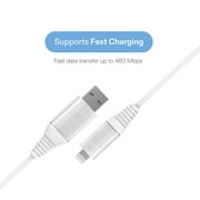 onn 6ft Lightning to USB Charging Cable, MFI Certified, White - Compatible with iPhone 14/13/12/11/X/XR/XS/8/7/6/5, iPad, Airpods and more