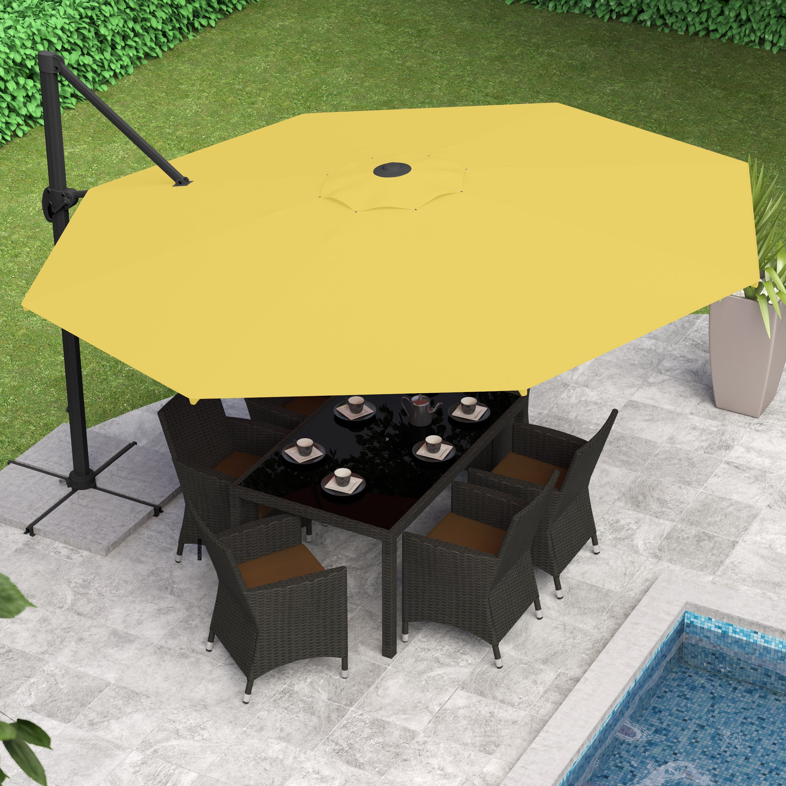 Corliving Deluxe Offset Patio Umbrella Walmart Com Walmart Com