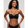 thumbnail image 5 of Deyllo Women's Strapless Push Up Bra Plus Size Padded Full Coverage Underwire Support Invisible Bra,Black 40D, 5 of 7