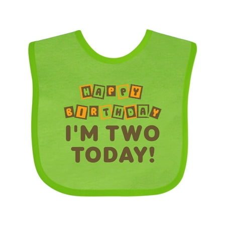 

Inktastic Happy 2nd Birthday I m Two Childs Gift Baby Boy or Baby Girl Bib