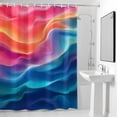 thumbnail image 4 of Ombre Purple Blue Wave Fabric Shower Curtain Abstract Stripes Washable Shower Curtains for Bathroom, Waterproof Bath Curtain with Hooks Home Decor 36x72in, 4 of 8