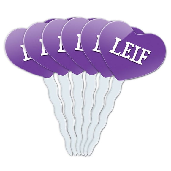 Leif Heart Love Cupcake Picks Toppers - Set of 6