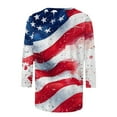 thumbnail image 5 of Wiueurtly Independence Day Elbow Sleeve Tops Women 3/4 Length Womens 4th of July Shirts Casual Crewneck USA Flag And Stripes Patriotic T Patriotic Crew Neck T Shirts Blue, 5 of 5