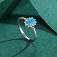 thumbnail image 4 of Bellitia Jewelry 925 Sterling Silver Oval Turquoise and Cubic Zirconia Statement Bridal Engagement Princess Diana/Kate Middleton Royal Ring for Women, 4 of 7