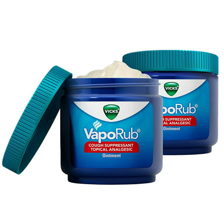 VapoRub Original Cough Suppressant, Topical Analgesic Ointment, 6 oz, Best used for relief from cold symptoms, aches, and pains  (Pack of 2) Vicks - VapoRub Original (Best Cold Flu Medication)