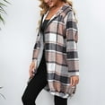 thumbnail image 5 of Turilly Womens Jackets Ladies Clearance, Women's Check Print Loose Lapel Zip Hooded Double Pocket Blazer Long Sleeve Hooded Casual Coat/Jacket, 5 of 7