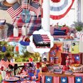 thumbnail image 5 of Clearance! Boovnll 4th of July Placemats, 12x18" Red Blue Stars Linen Placemats, Heat-Proof Place Mats for Memorial Day Patriotic Party Kitchen Dining Table Decor, 4th of July Decorations, 5 of 5