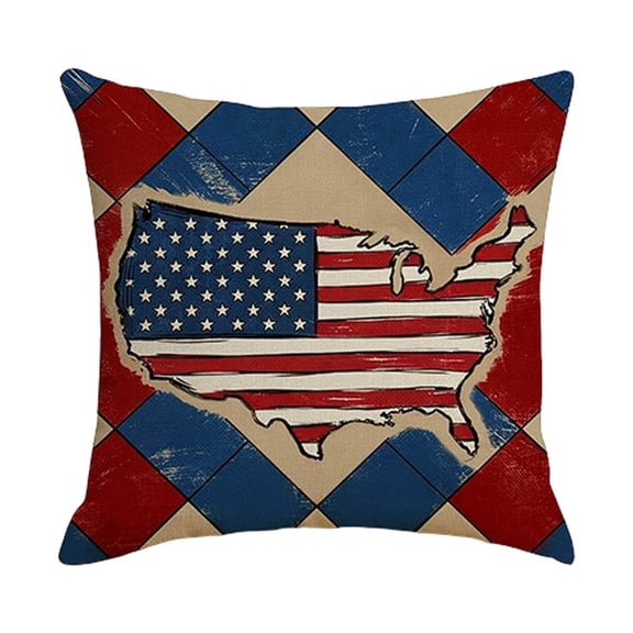 Patriotic Pillow Covers 18x18 Inch,4th of July Outdoor Throw Pillow Covers,Independence Memorial Day USA Flag Retro Fourth of July Cushion Case for Sofa Couch Decor