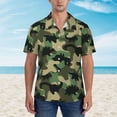 thumbnail image 2 of Xecao Camouflage Dinosaur print Hawaiian shirt - a stylish short-sleeve button-down for men, perfect for casual beach and tropical outings., 2 of 9