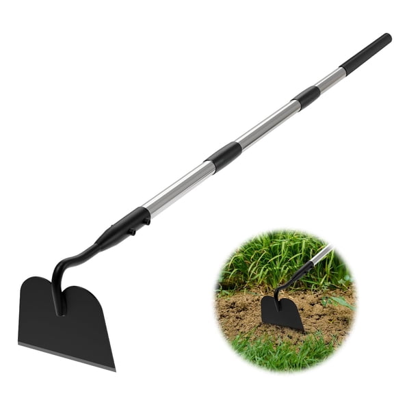 Draw Hoe Garden Tool, Heavy Duty Garden Hoes for Weeding Long Handle, Easy Stand Up Scraping Weeder Tool for Garden, 5.5 FT Adjustable Weed Hoe with 6-inch Wide Welded Blade