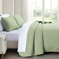 thumbnail image 3 of Chezmoi Collection Austin King Oversized Bedspread Set, 3-Piece Lightweight Microfiber Quilted Coverlet for All Seasons, Sage, 3 of 9