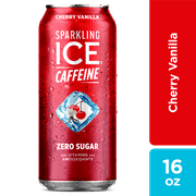 Sparkling Ice +Caffeine Zero Sugar Flavored Sparkling Water, Cherry Vanilla Sparkling Water,16 Fl Oz