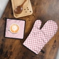 thumbnail image 5 of Pink and White Checkerboard Pattern Kitchen Oven Mitt and Pot Holder Sets 2 Pcs for Baking, Cooking and Grilling, Heat Resistant Up To 392 °F, 5 of 7