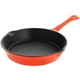 thumbnail image 1 of MegaChef MCCE-8ORNG 8 in. Enameled Round PreSeasoned Cast Iron Frying Pan, Orange, 1 of 1