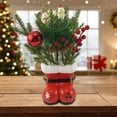 thumbnail image 6 of 11.4in Santa Boots with Pre-Decorated Christmas Tree Greenery,Decoration for Home & Office,Resin Hand-Painted Frosted Tips,1PCS, 6 of 9