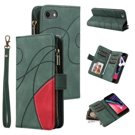 Flip Case for iPhone 8, PU Leather 2 Color Assorted Kickstand Function Shockproof Wallet Cover for iPhone 8