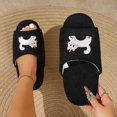 thumbnail image 2 of Fengactive Womens Cat Embroidery Open Toe Slide Slippers Round Toe Soft Sole Breathable Casual House Slippers, 2 of 8