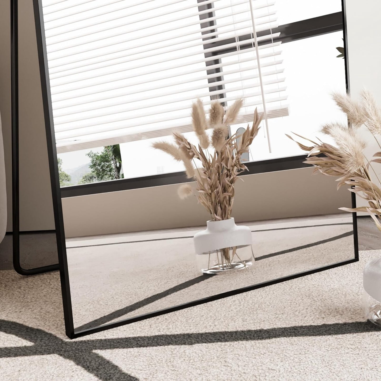 BEAUTYPEAK 58"X18" Rectangle Full-Length Floor Standing Mirror,Black