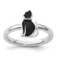 thumbnail image 3 of Auriga Fine Jewelry 925 Sterling Silver Black Enameled Cat Ring for Women Size 9, 3 of 7