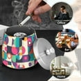 thumbnail image 4 of Yayeee Ashtray with Lid for Cigarette Smokeless Stainless Steel Home Ash Holder, Pink Geometric, 4 of 7