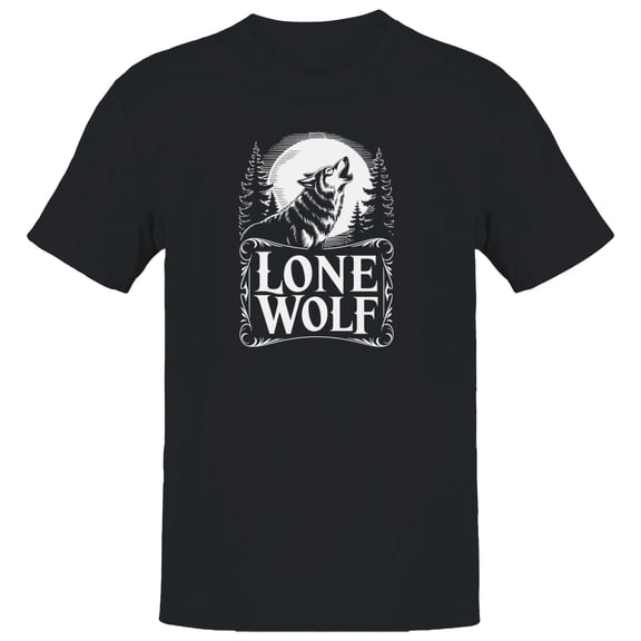 Smartprints Lone Wolf Howling Men's T-Shirt Black, Cotton, S