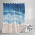 thumbnail image 4 of Navy Blue Coastal Small Stall Shower Curtain, Waterproof Shower Curtains for Bathroom, Waves Summer Beach Ocean Sea Washable Fabric Cloth Bath Curtain for Bathtub Decoration with Hooks 36x72 Inches, 4 of 9
