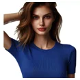 thumbnail image 1 of Playera De Mujer En Ribb Manga Corta Cuello Redondo Slim Fit, 1 of 4