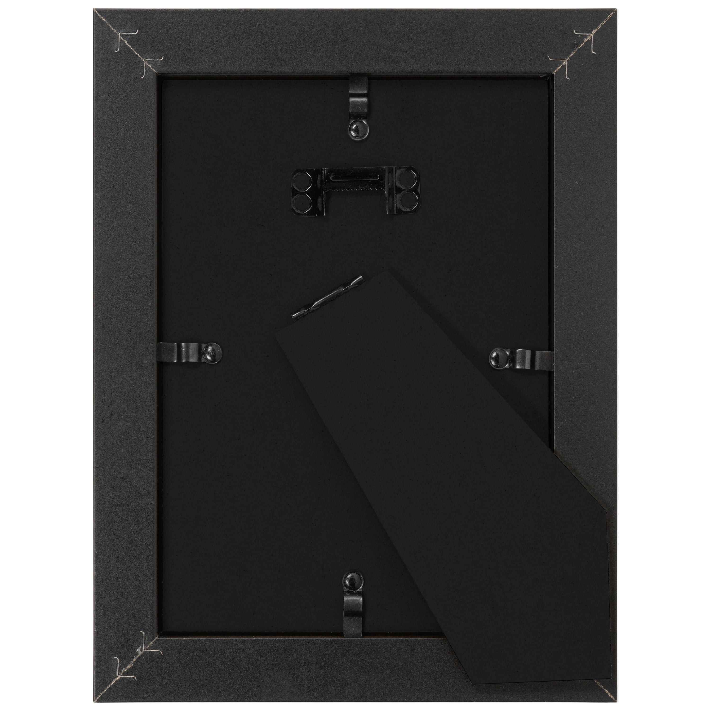 8.5x11 Picture Frame with Easel for Shelf Décor, Black Frame Displays Vertically or Horizontally, Includes High Clarity Glass, Set of 6