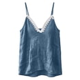 thumbnail image 7 of FDGIU Women's Lace Trim V Neck Spaghetti Strap Camisole, Crinkled Woven Loose Sleeveless Casual Tank Top, 7 of 7