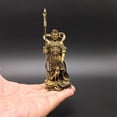 thumbnail image 4 of JONJUMP Bronze Buddha Statue Three Eyes Erlang God Hero Ornaments Three Pointed Double-edged Blade Weapon Dog Figurines Decors, 4 of 6