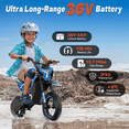 thumbnail image 4 of East doll 36V Electric Dirt Bike for Kids, Peak 700W Kids Electric Dirt Bikes, Electric Kids Dirt Bike for Boys Girls Aged 4-10Y, 3-Speed, Max 15.5 Mph, 13.7 Miles Long Range, 3 Light Modes, Blue, 4 of 8