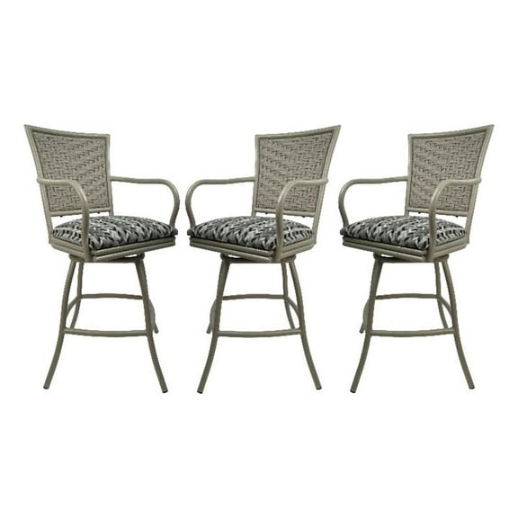 Set of 3 - Outdoor Indoor Counter 26" Bar Stool - Erin on Beige Frame