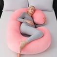 thumbnail image 2 of Pregnancy Pillow, C Shaped Full Body 57 Inch Maternity Pillow with Removable Washable Cover - Sleep Support for Legs, Back, Neck, Shoulder, HIPS, Belly for Pregnent Women, Pink, 2 of 9
