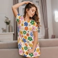 thumbnail image 3 of Lsque Groovy Daisy Flowers Pattern Nightgowns for Women Sleep Shirts Short Sleeve Nightshirt Pullover Nightdress Soft Sleepwear Relaxed Fit Nightdress, 3 of 6