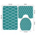 thumbnail image 3 of Teal Geometric Quatrefoil Pattern Bathroom Rugs Sets 3 Piece,Toilet Cover Set,Absorbent Non Slip Bathroom Mats Sets with U-Shaped Contour Rug Toilet Rug Set, 3 of 5