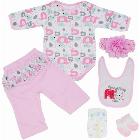 Reborn Baby Dolls Clothes for 17-22 Inch Newborn Baby Doll Girl, Baby Doll Clothes Outfit Accessories fit 17-22 Inch Baby Doll Girl (Elephant Pattern)