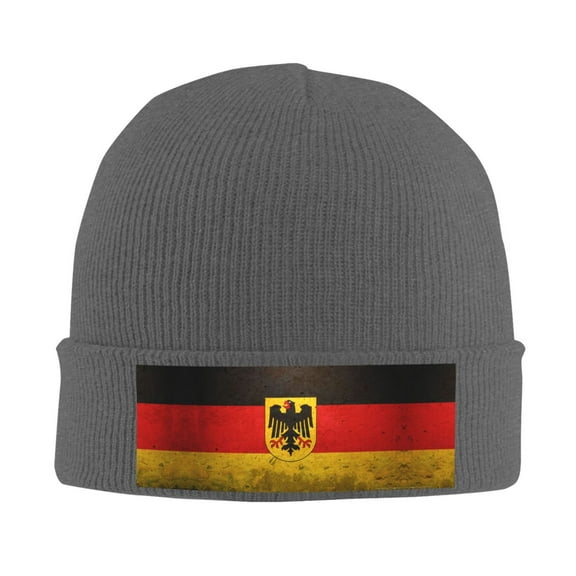 German Flag With The German Winter Beanie Hats for Men Women Warm Cozy Knitted Cuffed Skull Cap Deep Heather