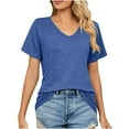 thumbnail image 4 of yillto Womens V Neck Shirts Basic Short Sleeve Loose Solid Color Summer Soft Comfy Casual Tshirts, 4 of 7