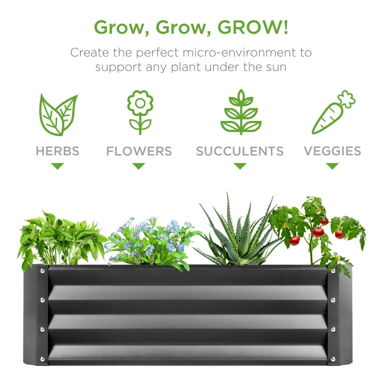 Best Choice Products 4x3x1ft Outdoor Metal Raised Garden Bed for Vegetables, Flowers, Herbs, Plants - Dark Gray Best Choice Products 4x3x1ft Outdoor Metal Raised Garden Bed for Vegetables, Flowers, Herbs, Plants - Dark Gray
