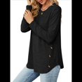 thumbnail image 2 of Blusas de Larga con Cuello Redondo para Mujer, Blusas Holgadas con Botones para Otoño e Invierno 2025. Negro XL, 2 of 10