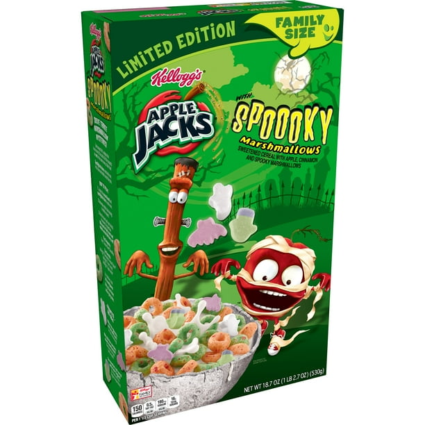 Kellogg's Apple Jacks Halloween Breakfast Cereal, Original with Spooky