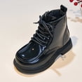 thumbnail image 4 of Girls Ankle Boots Kids Combat Boots Glossy Patent Bootie Lace Up Side Zipper Water Resistant Easy Clean for Fall Winter Daily Party Wear, 4 of 9