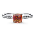thumbnail image 2 of BERRICLE Sterling Silver Solitaire Rings Red Orange Cushion Cut Cubic Zirconia CZ Kaleidoscope Promise Ring for Women, Rhodium Plated 1.25 Carat Size 8, 2 of 8