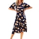 thumbnail image 4 of SAYOO Mujer Verano Cuello en V Manga Corta Cintura Alta Ruffle Hem Midi Vestidos SAYOO Sexy, 4 of 7