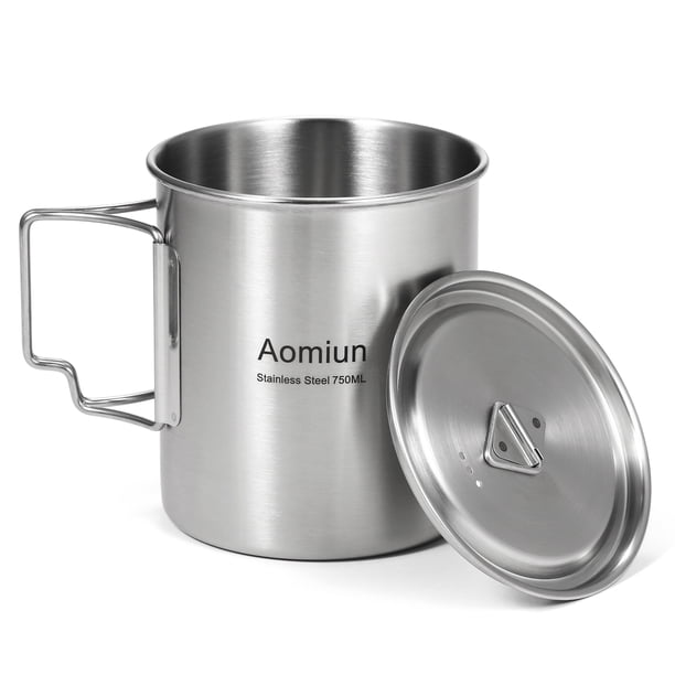 Copa Outdoor Taza Aomiun de 750 ml para exteriores, taza de agua de acero inoxidable con asas plegab Aomiun Copa Outdoor